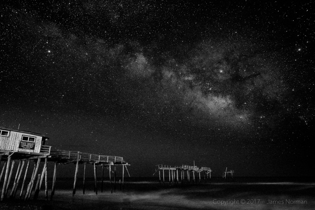 The Milky Way Rising Over the Remains of Frisco Pier, Cape Hatteras, NC.